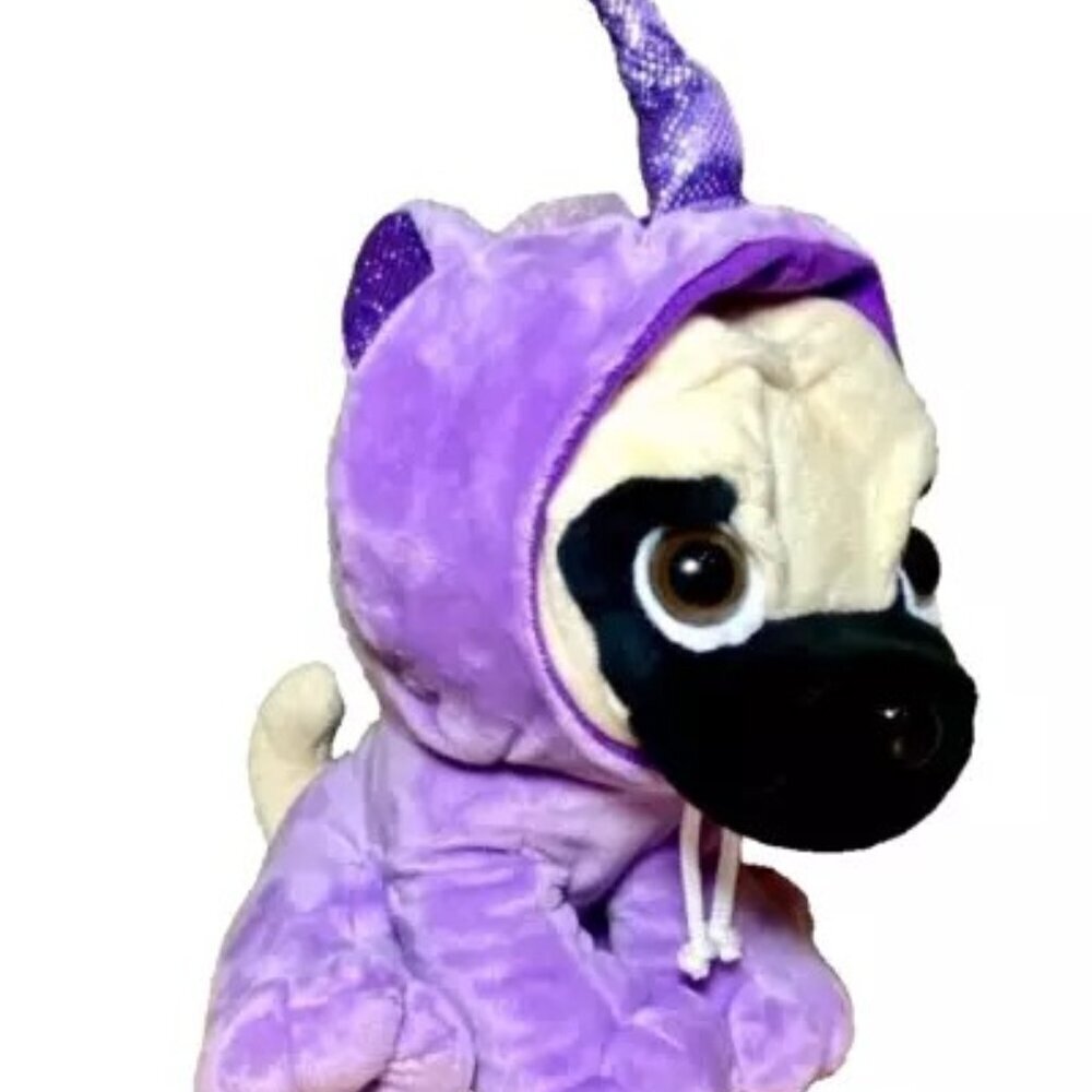 Ideal Toys‎ Direct Plush Stuffed Animal Pug Dog Hooded Purple Pajamas HTF